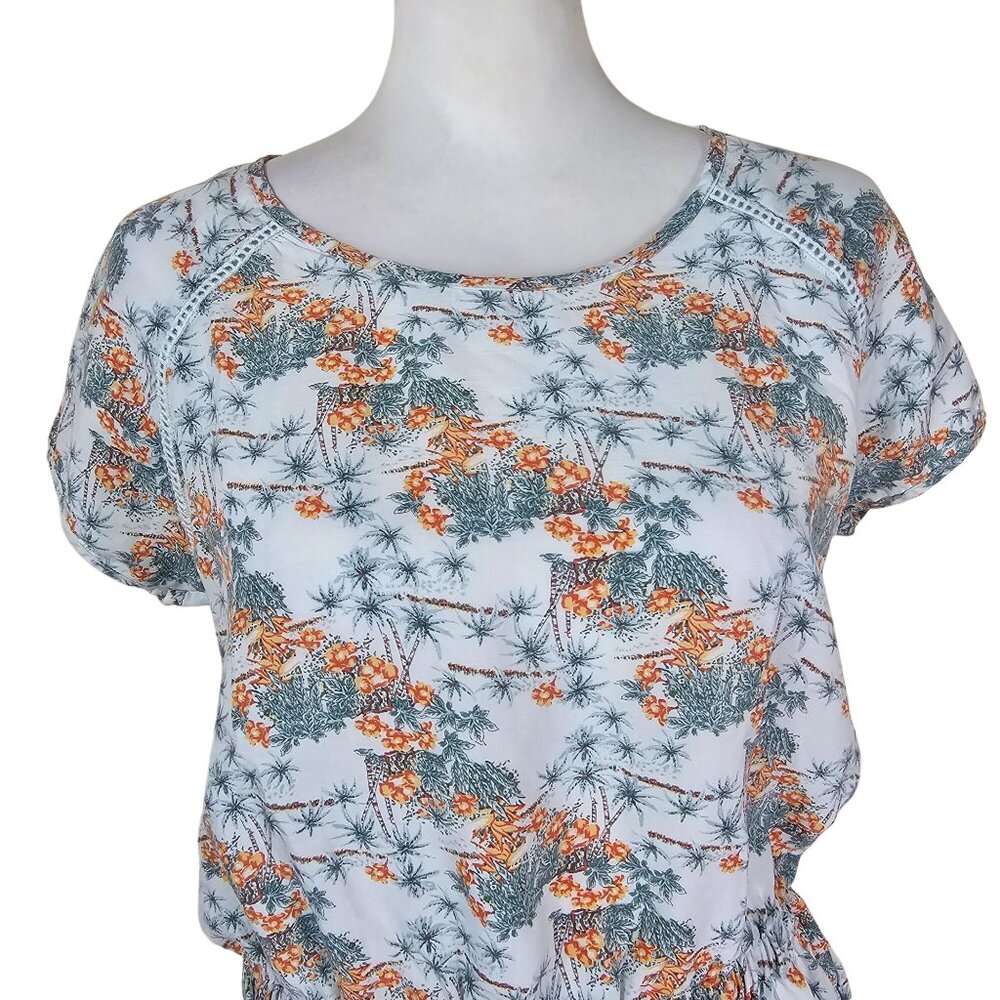 Toad&Co Short Sleeve Blouson Top M Floral Print‎ Lightweight Cottagecore Prairie - Picture 4 of 11